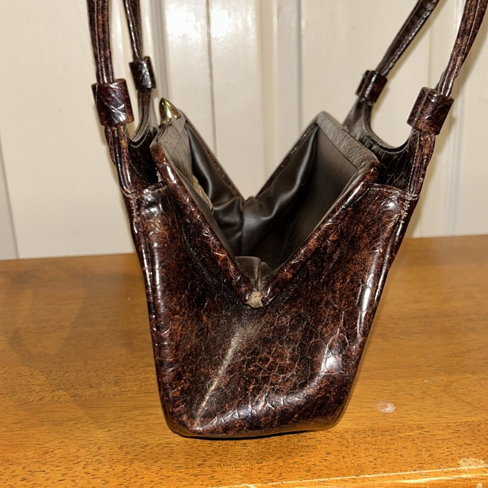 Meyers Mid Century Modern Brown Reptile/Crocodile Handbag Made in USA - Picture 13 of 15